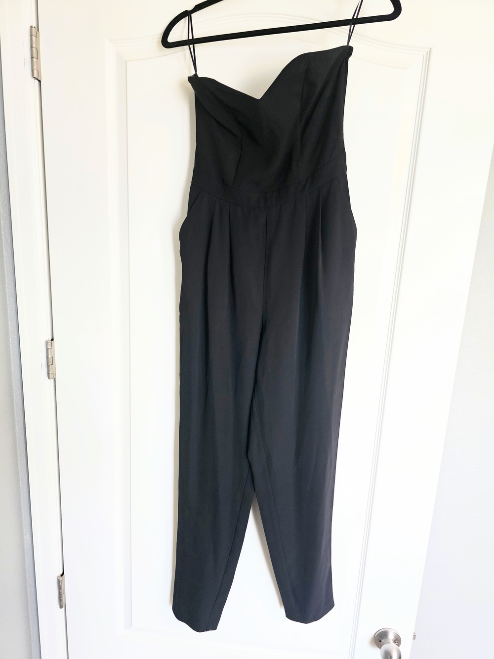 H&M Black Strapless Jumpsuit Women's Size 4 | Sweetheart Neckline | Pockets